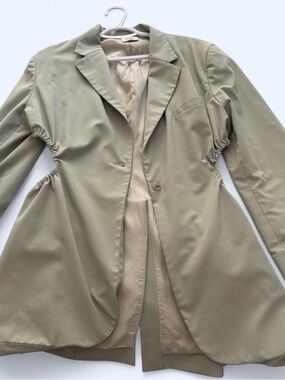 Tailored Ruched-Side Blazer in Sage Green